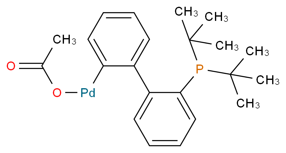 2-(2′-二叔丁基膦)二苯基钯(II)醋酸盐_分子结构_CAS_577971-19-8)