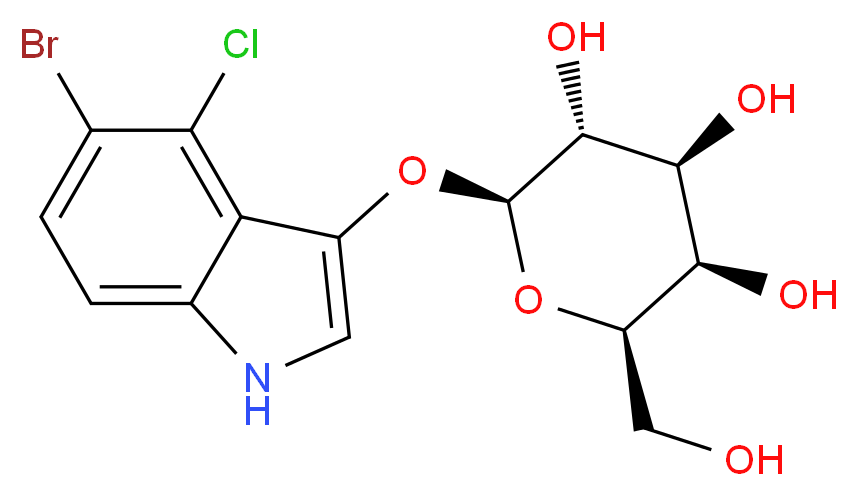 (2S,3R,4S,5R,6R)-2-[(5-bromo-4-chloro-1H-indol-3-yl)oxy]-6-(hydroxymethyl)oxane-3,4,5-triol_分子结构_CAS_7240-90-6