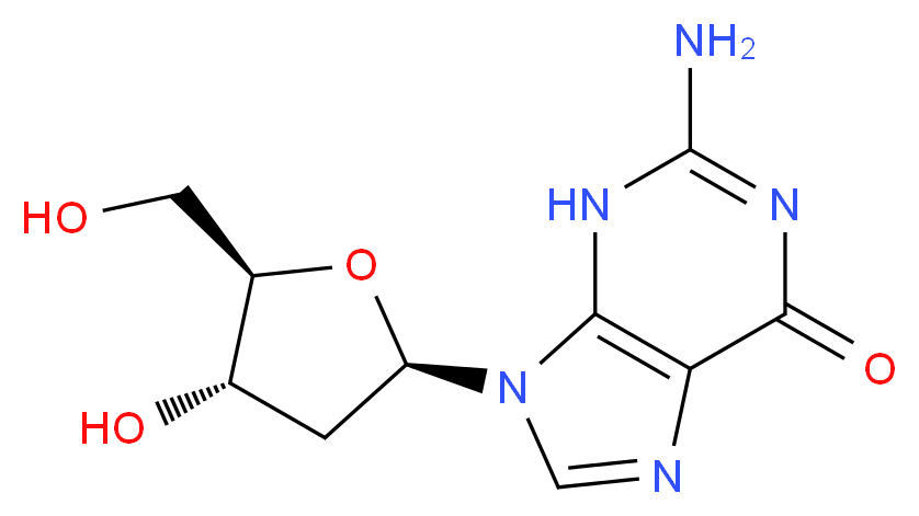 2-amino-9-[(2R,4S,5R)-4-hydroxy-5-(hydroxymethyl)oxolan-2-yl]-6,9-dihydro-3H-purin-6-one_分子结构_CAS_961-07-9
