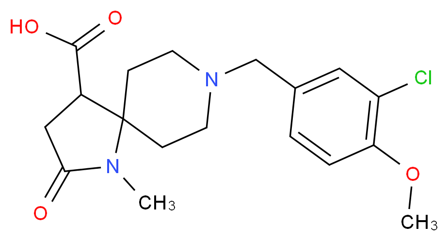 8-(3-chloro-4-methoxybenzyl)-1-methyl-2-oxo-1,8-diazaspiro[4.5]decane-4-carboxylic acid_分子结构_CAS_)