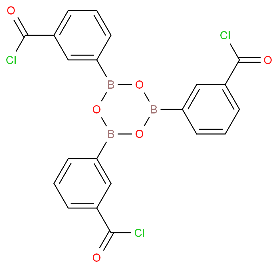 3-{bis[3-(carbonochloridoyl)phenyl]-1,3,5,2,4,6-trioxatriborinan-2-yl}benzoyl chloride_分子结构_CAS_332154-58-2