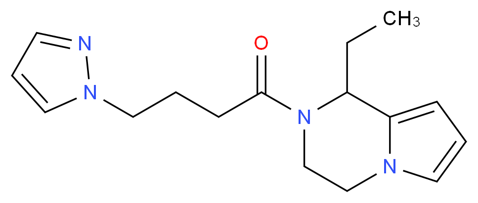 1-ethyl-2-[4-(1H-pyrazol-1-yl)butanoyl]-1,2,3,4-tetrahydropyrrolo[1,2-a]pyrazine_分子结构_CAS_)