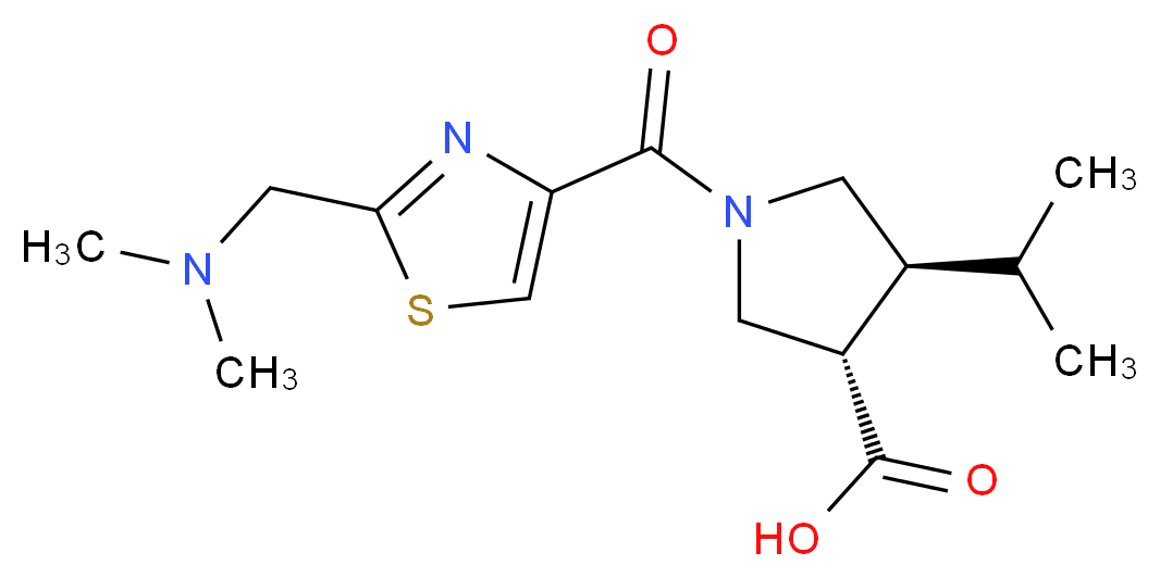 (3S*,4S*)-1-({2-[(dimethylamino)methyl]-1,3-thiazol-4-yl}carbonyl)-4-isopropyl-3-pyrrolidinecarboxylic acid_分子结构_CAS_)