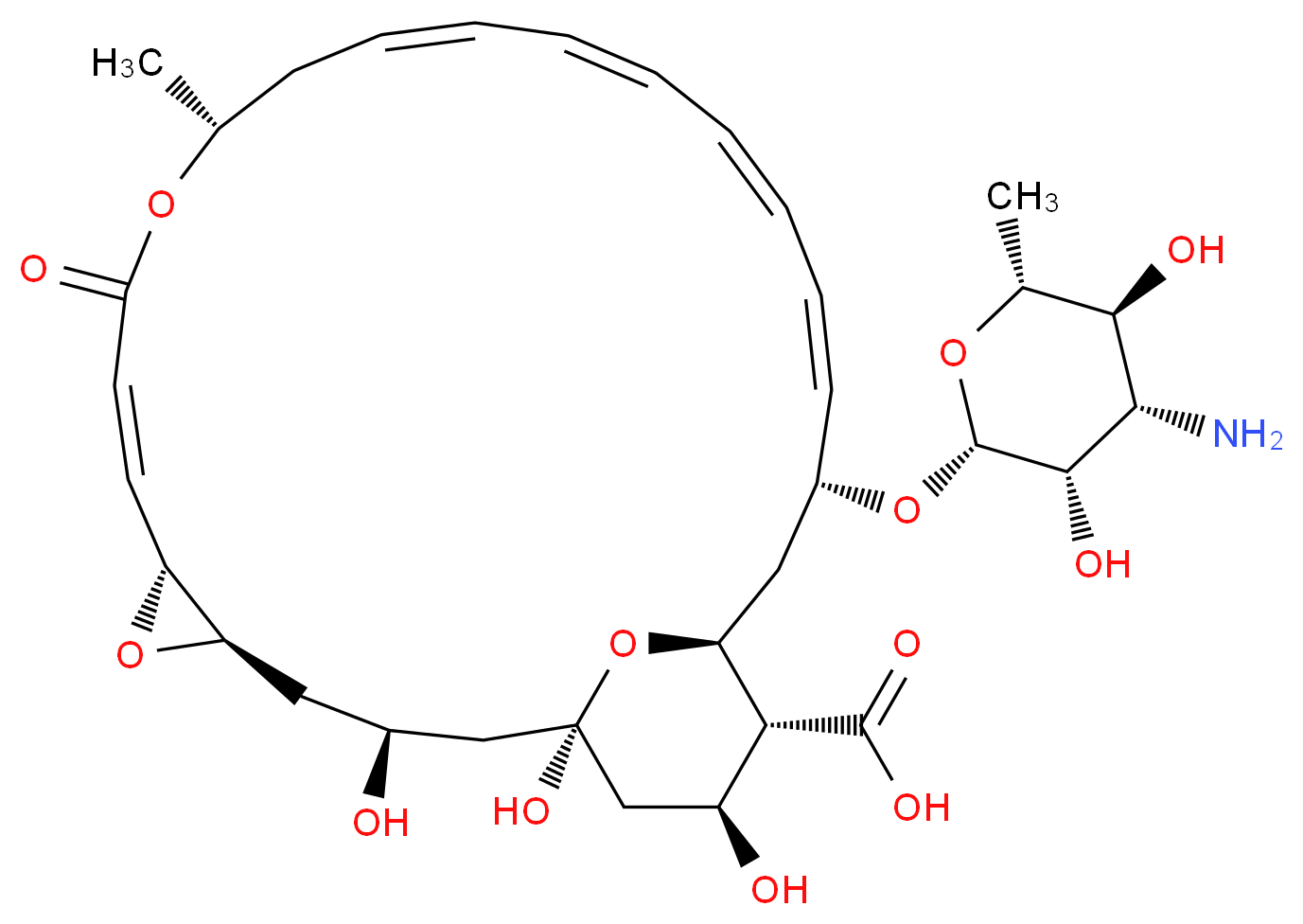 (1R,3S,5R,7R,8Z,12R,14Z,16Z,18Z,20Z,22R,24S,25R,26S)-22-{[(2R,3S,4S,5S,6R)-4-amino-3,5-dihydroxy-6-methyloxan-2-yl]oxy}-1,3,26-trihydroxy-12-methyl-10-oxo-6,11,28-trioxatricyclo[22.3.1.0<sup>5</sup>,<sup>7</sup>]octacosa-8,14,16,18,20-pentaene-25-carboxylic acid_分子结构_CAS_7681-93-8
