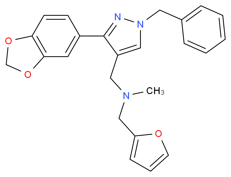 1-[3-(1,3-benzodioxol-5-yl)-1-benzyl-1H-pyrazol-4-yl]-N-(2-furylmethyl)-N-methylmethanamine_分子结构_CAS_)