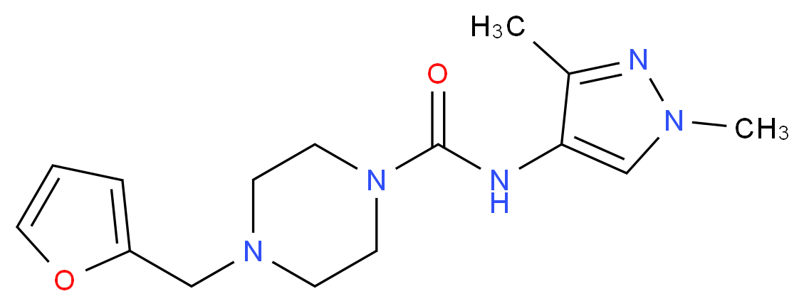 N-(1,3-dimethyl-1H-pyrazol-4-yl)-4-(2-furylmethyl)piperazine-1-carboxamide_分子结构_CAS_)
