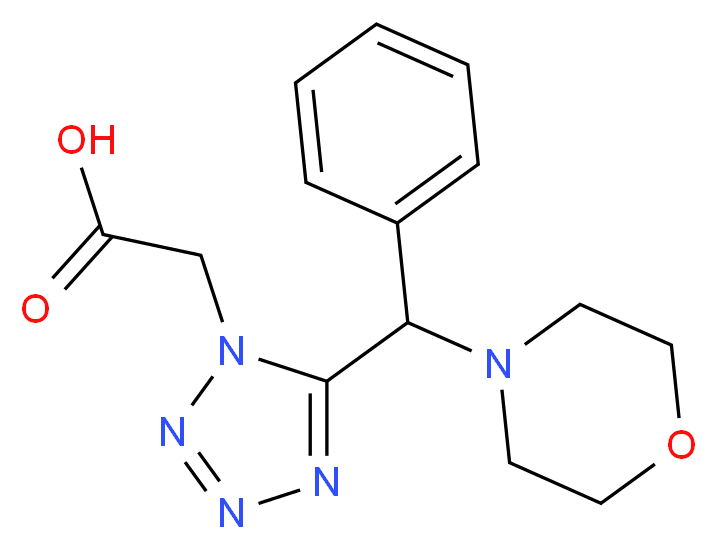 2-{5-[morpholin-4-yl(phenyl)methyl]-1H-1,2,3,4-tetrazol-1-yl}acetic acid_分子结构_CAS_915922-69-9