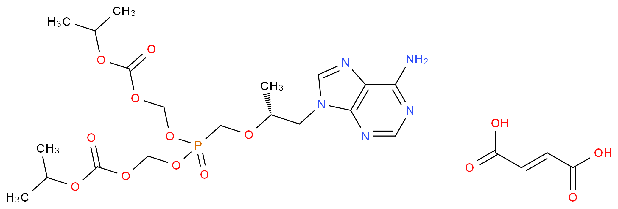 (2E)-but-2-enedioic acid bis({[(propan-2-yloxy)carbonyl]oxy}methyl) {[(2R)-1-(6-amino-9H-purin-9-yl)propan-2-yl]oxy}methanephosphonate_分子结构_CAS_202138-50-9