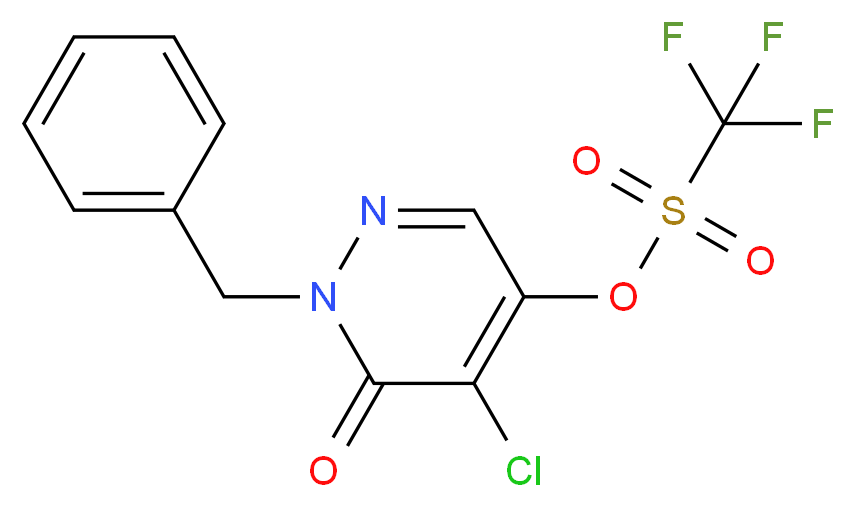 1-benzyl-5-chloro-6-oxo-1,6-dihydropyridazin-4-yl trifluoromethanesulfonate_分子结构_CAS_856250-49-2