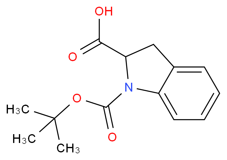 1-[(tert-butoxy)carbonyl]-2,3-dihydro-1H-indole-2-carboxylic acid_分子结构_CAS_133851-52-2