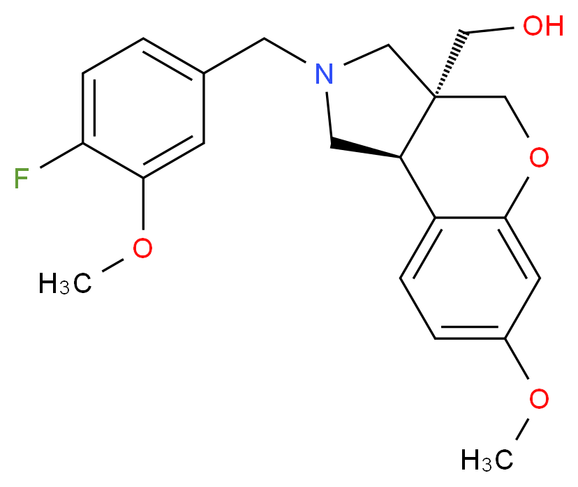 [(3aS*,9bS*)-2-(4-fluoro-3-methoxybenzyl)-7-methoxy-1,2,3,9b-tetrahydrochromeno[3,4-c]pyrrol-3a(4H)-yl]methanol_分子结构_CAS_)