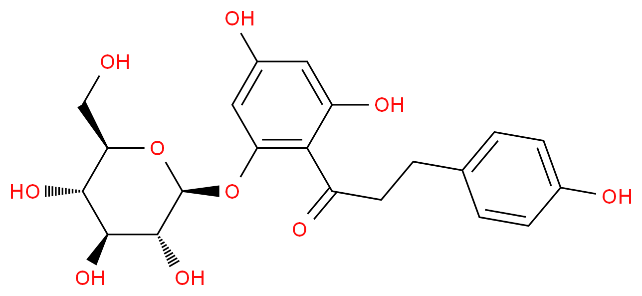 1-(2,4-dihydroxy-6-{[(2S,3R,4S,5S,6R)-3,4,5-trihydroxy-6-(hydroxymethyl)oxan-2-yl]oxy}phenyl)-3-(4-hydroxyphenyl)propan-1-one_分子结构_CAS_60-81-1