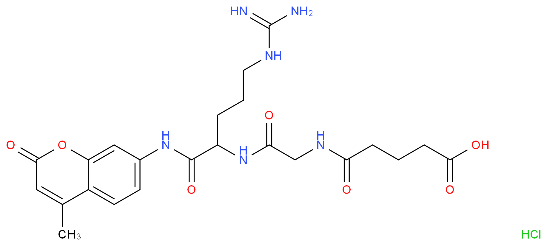 4-{[({4-carbamimidamido-1-[(4-methyl-2-oxo-2H-chromen-7-yl)carbamoyl]butyl}carbamoyl)methyl]carbamoyl}butanoic acid hydrochloride_分子结构_CAS_103213-40-7