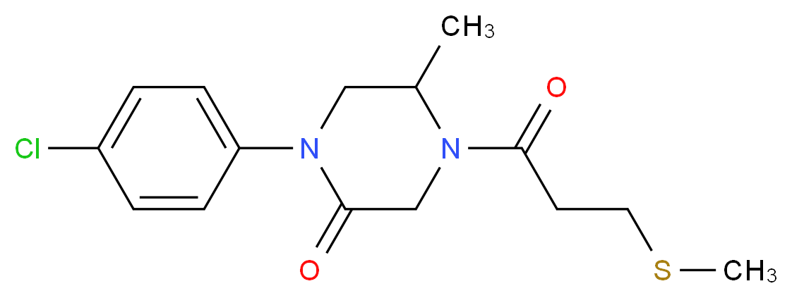 1-(4-chlorophenyl)-5-methyl-4-[3-(methylthio)propanoyl]-2-piperazinone_分子结构_CAS_)