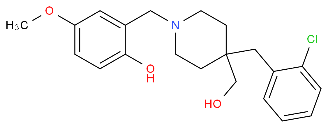 2-{[4-(2-chlorobenzyl)-4-(hydroxymethyl)-1-piperidinyl]methyl}-4-methoxyphenol_分子结构_CAS_)