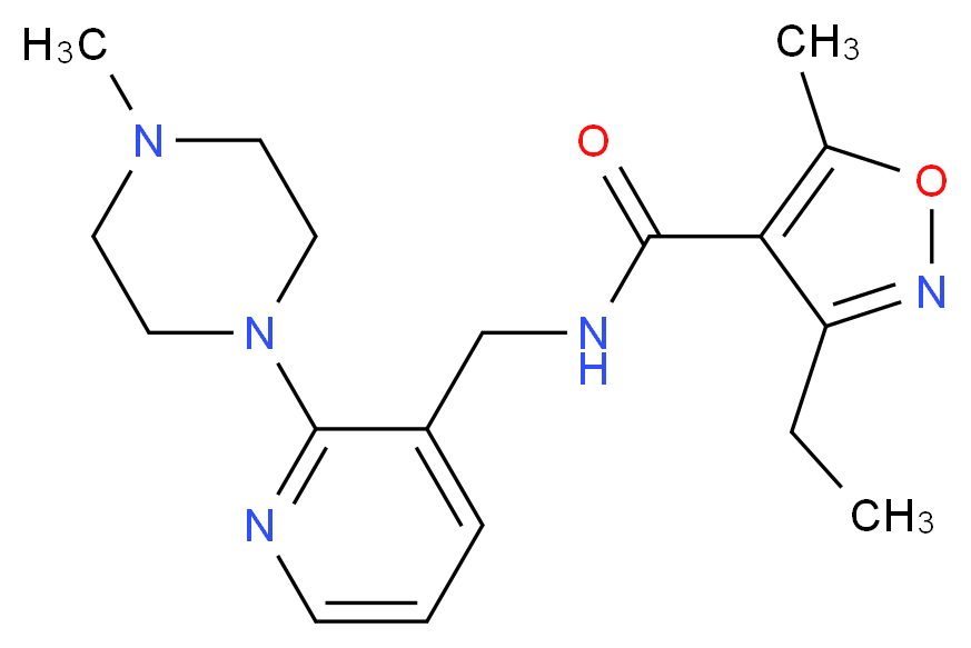 3-ethyl-5-methyl-N-{[2-(4-methyl-1-piperazinyl)-3-pyridinyl]methyl}-4-isoxazolecarboxamide_分子结构_CAS_)