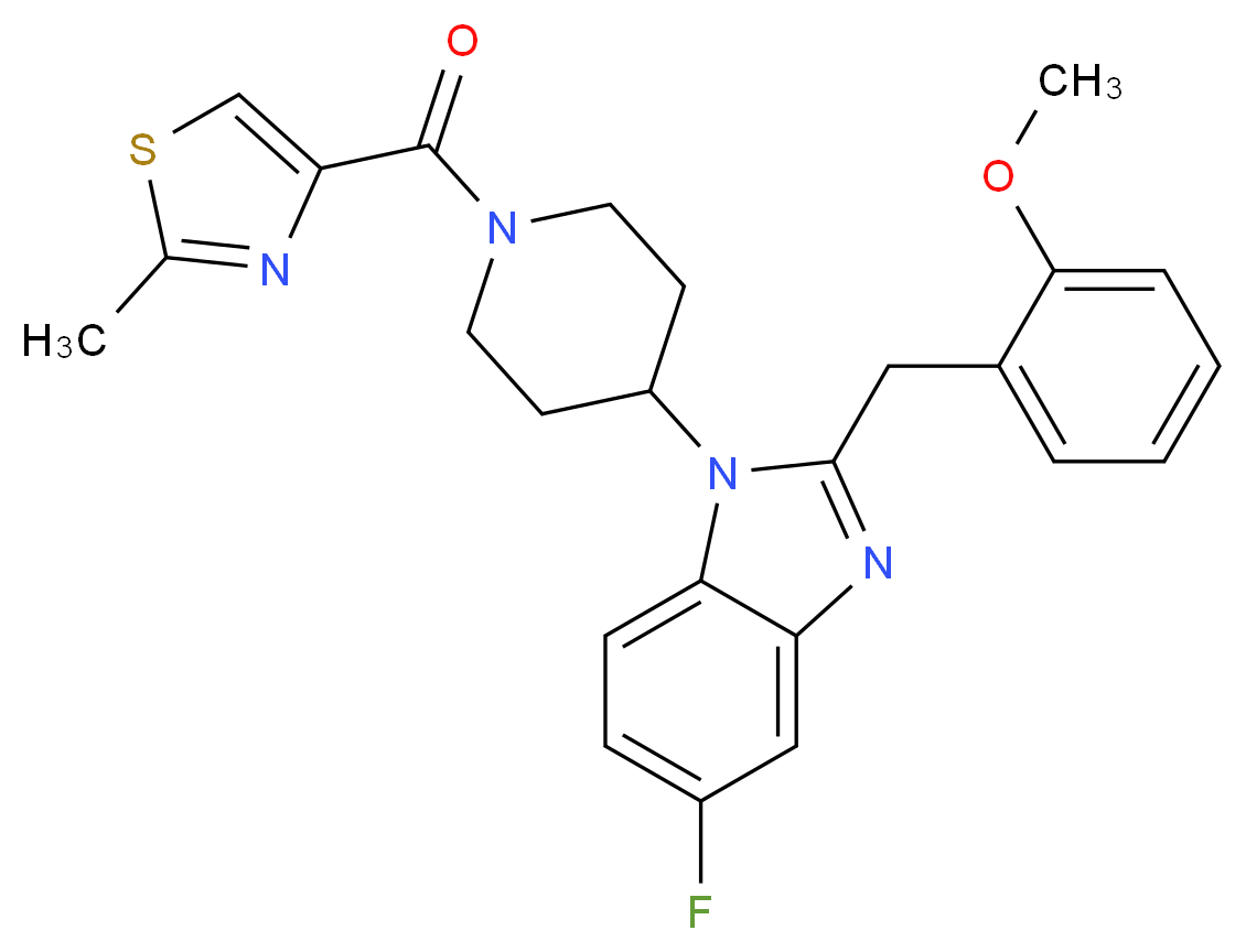 5-fluoro-2-(2-methoxybenzyl)-1-{1-[(2-methyl-1,3-thiazol-4-yl)carbonyl]-4-piperidinyl}-1H-benzimidazole_分子结构_CAS_)