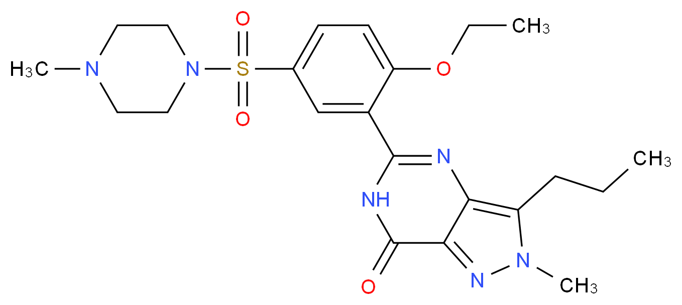 5-{2-ethoxy-5-[(4-methylpiperazin-1-yl)sulfonyl]phenyl}-2-methyl-3-propyl-2H,6H,7H-pyrazolo[4,3-d]pyrimidin-7-one_分子结构_CAS_253178-46-0