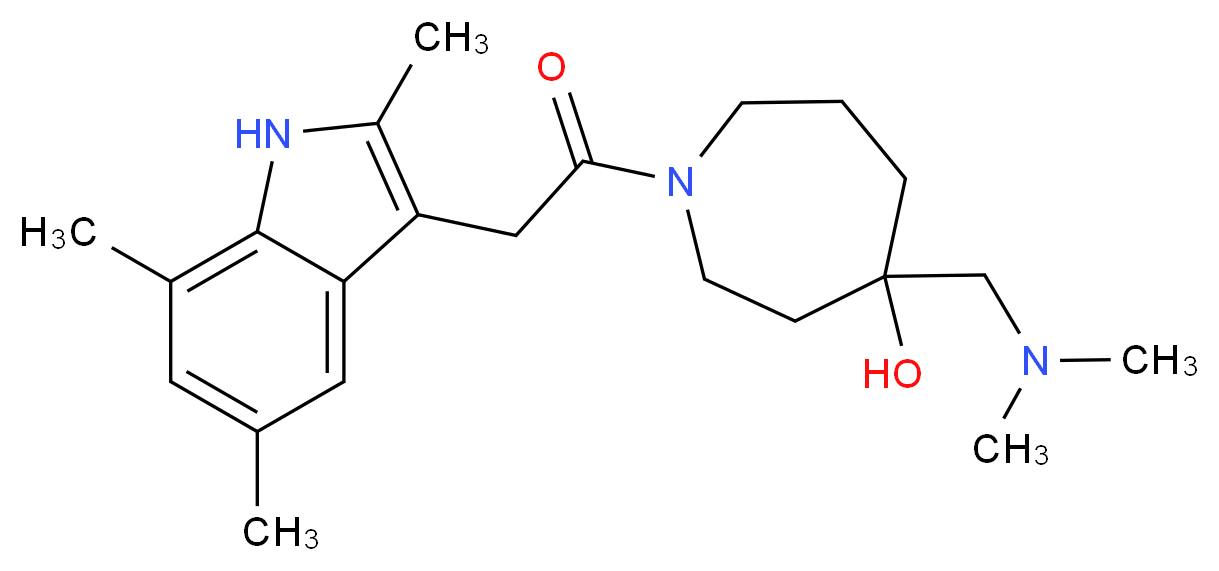 4-[(dimethylamino)methyl]-1-[(2,5,7-trimethyl-1H-indol-3-yl)acetyl]-4-azepanol_分子结构_CAS_)