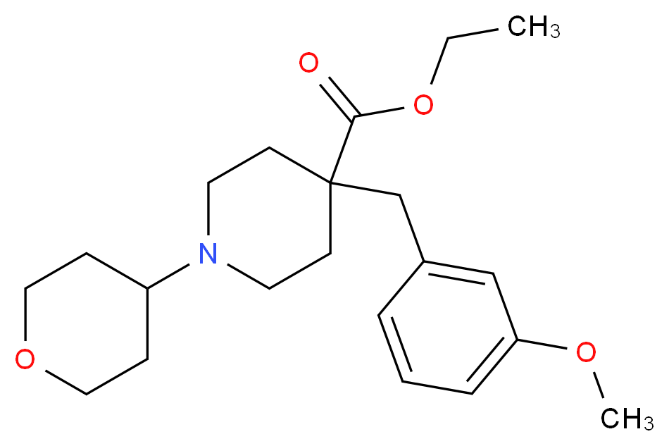 ethyl 4-(3-methoxybenzyl)-1-(tetrahydro-2H-pyran-4-yl)-4-piperidinecarboxylate_分子结构_CAS_)