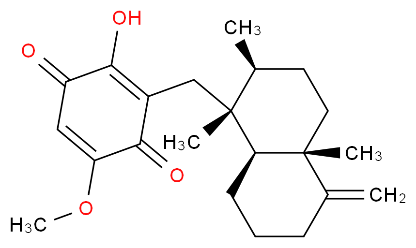 3-{[(1R,2S,4aS,8aS)-1,2,4a-trimethyl-5-methylidene-decahydronaphthalen-1-yl]methyl}-2-hydroxy-5-methoxycyclohexa-2,5-diene-1,4-dione_分子结构_CAS_71678-03-0