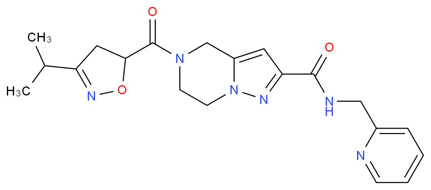 5-[(3-isopropyl-4,5-dihydroisoxazol-5-yl)carbonyl]-N-(pyridin-2-ylmethyl)-4,5,6,7-tetrahydropyrazolo[1,5-a]pyrazine-2-carboxamide_分子结构_CAS_)