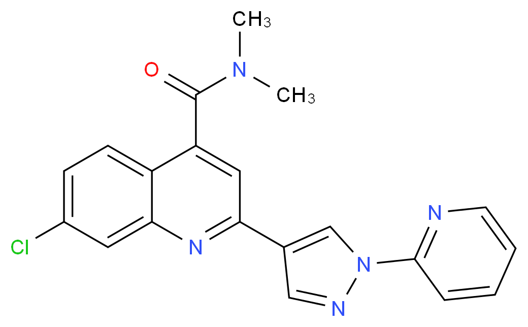 7-chloro-N,N-dimethyl-2-(1-pyridin-2-yl-1H-pyrazol-4-yl)quinoline-4-carboxamide_分子结构_CAS_)