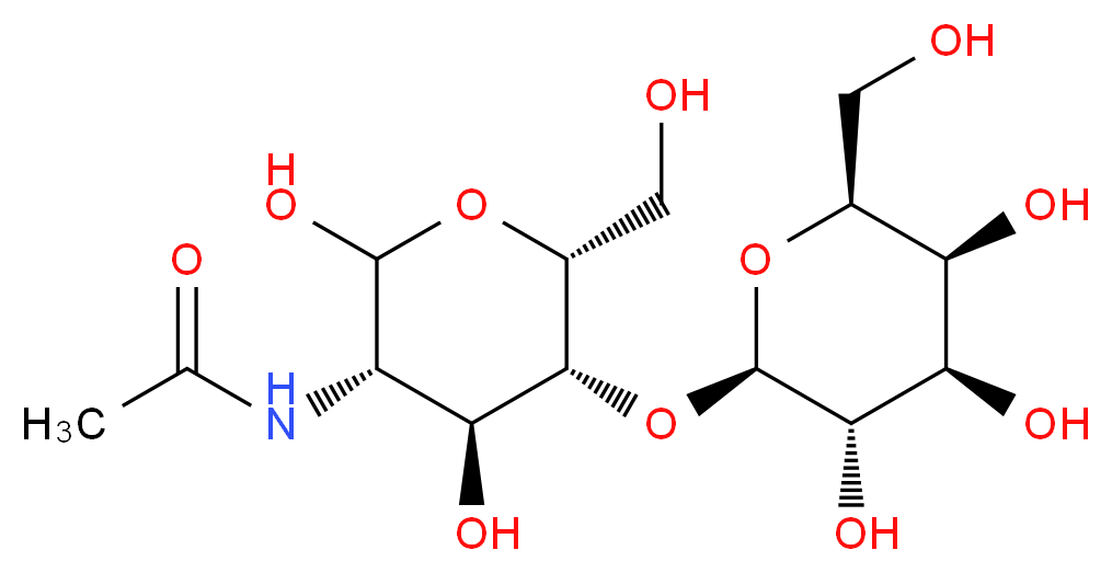 N-[(3S,4S,5R,6R)-2,4-dihydroxy-6-(hydroxymethyl)-5-{[(2R,3S,4R,5S,6S)-3,4,5-trihydroxy-6-(hydroxymethyl)oxan-2-yl]oxy}oxan-3-yl]acetamide_分子结构_CAS_32181-59-2