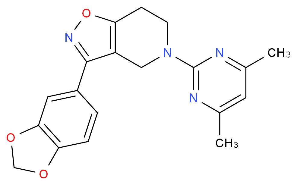 3-(1,3-benzodioxol-5-yl)-5-(4,6-dimethyl-2-pyrimidinyl)-4,5,6,7-tetrahydroisoxazolo[4,5-c]pyridine_分子结构_CAS_)