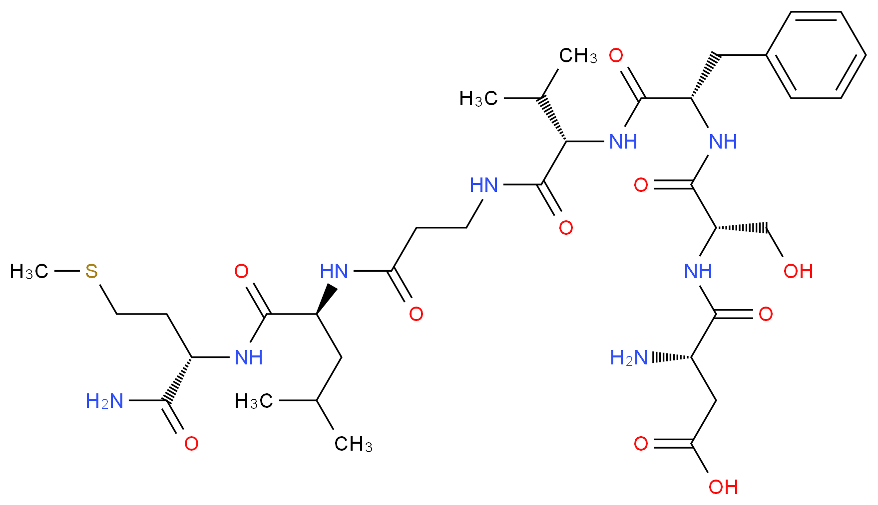 (3S)-3-amino-3-{[(1S)-1-{[(1S)-1-{[(1S)-1-[(2-{[(1S)-1-{[(1S)-1-carbamoyl-3-(methylsulfanyl)propyl]carbamoyl}-3-methylbutyl]carbamoyl}ethyl)carbamoyl]-2-methylpropyl]carbamoyl}-2-phenylethyl]carbamoyl}-2-hydroxyethyl]carbamoyl}propanoic acid_分子结构_CAS_122063-01-8