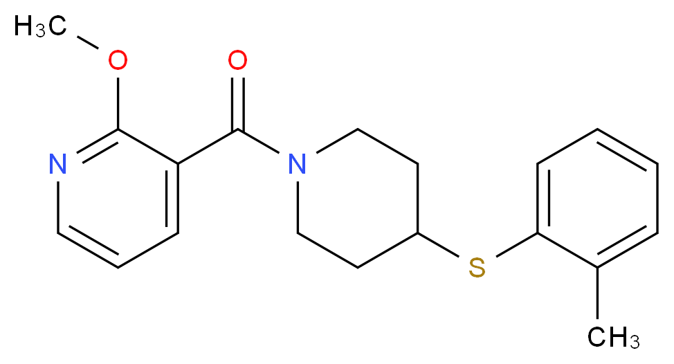 2-methoxy-3-({4-[(2-methylphenyl)thio]-1-piperidinyl}carbonyl)pyridine_分子结构_CAS_)