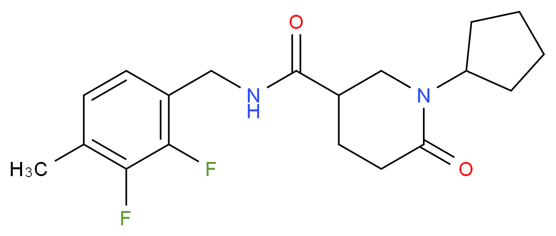 1-cyclopentyl-N-(2,3-difluoro-4-methylbenzyl)-6-oxo-3-piperidinecarboxamide_分子结构_CAS_)