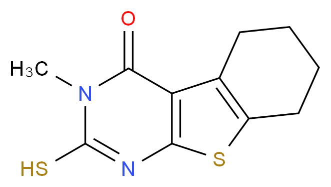 4-methyl-5-sulfanyl-8-thia-4,6-diazatricyclo[7.4.0.0<sup>2</sup>,<sup>7</sup>]trideca-1(9),2(7),5-trien-3-one_分子结构_CAS_38201-61-5