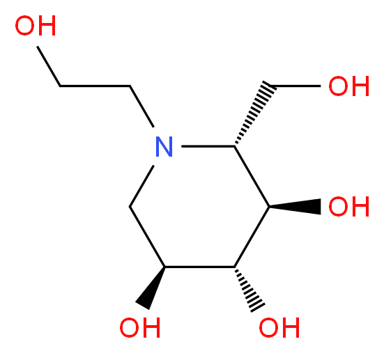 (2R,3R,4R,5S)-1-(2-hydroxyethyl)-2-(hydroxymethyl)piperidine-3,4,5-triol_分子结构_CAS_72432-03-2
