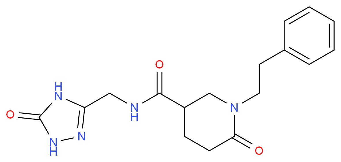 6-oxo-N-[(5-oxo-4,5-dihydro-1H-1,2,4-triazol-3-yl)methyl]-1-(2-phenylethyl)-3-piperidinecarboxamide_分子结构_CAS_)