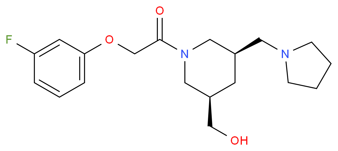 [(3R*,5R*)-1-[(3-fluorophenoxy)acetyl]-5-(1-pyrrolidinylmethyl)-3-piperidinyl]methanol_分子结构_CAS_)