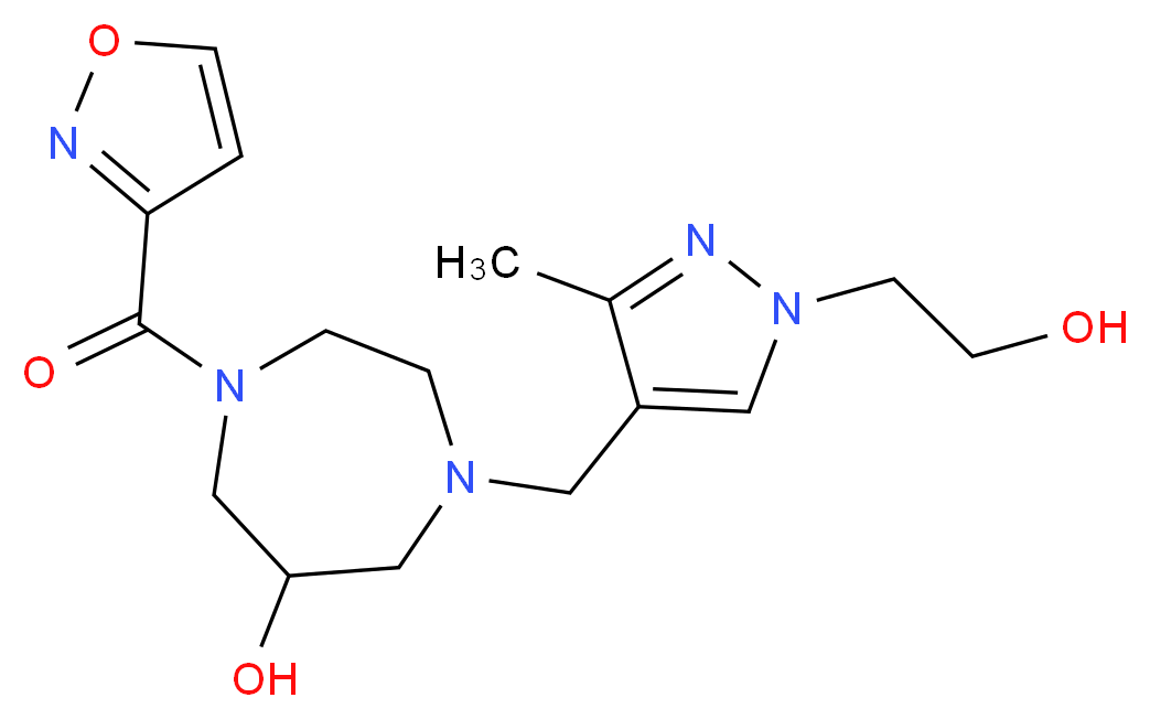 1-{[1-(2-hydroxyethyl)-3-methyl-1H-pyrazol-4-yl]methyl}-4-(isoxazol-3-ylcarbonyl)-1,4-diazepan-6-ol_分子结构_CAS_)