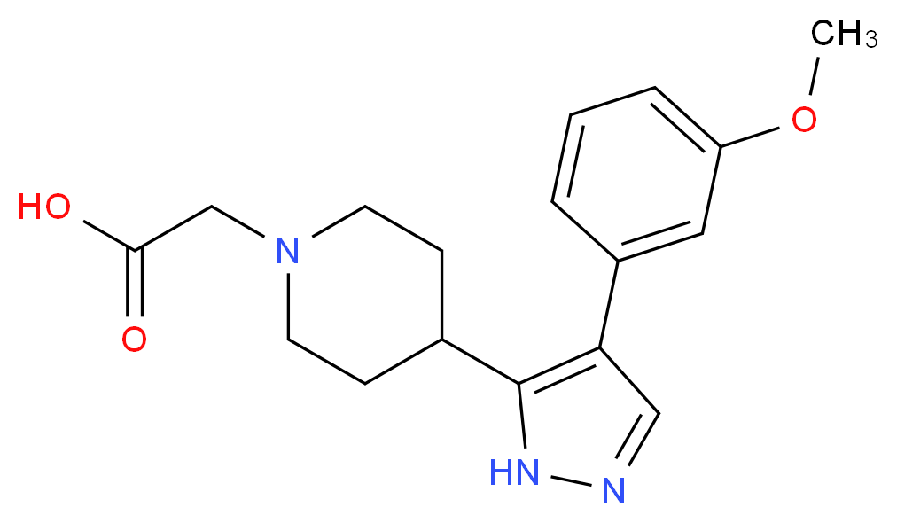 {4-[4-(3-methoxyphenyl)-1H-pyrazol-5-yl]piperidin-1-yl}acetic acid_分子结构_CAS_)