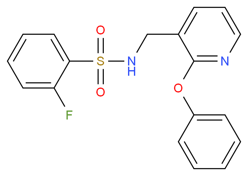 2-fluoro-N-[(2-phenoxy-3-pyridinyl)methyl]benzenesulfonamide_分子结构_CAS_)