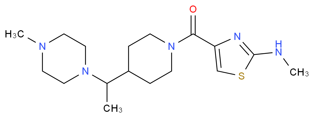 N-methyl-4-({4-[1-(4-methyl-1-piperazinyl)ethyl]-1-piperidinyl}carbonyl)-1,3-thiazol-2-amine_分子结构_CAS_)