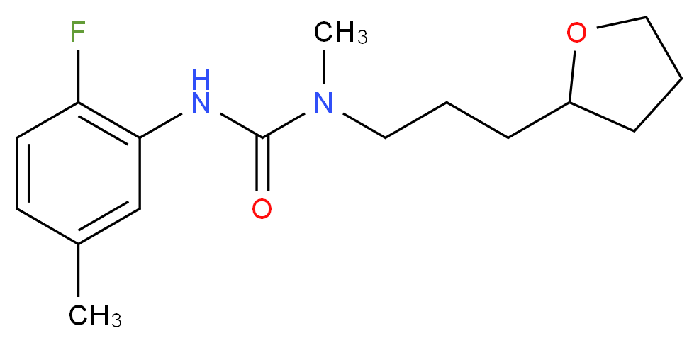 N'-(2-fluoro-5-methylphenyl)-N-methyl-N-[3-(tetrahydrofuran-2-yl)propyl]urea_分子结构_CAS_)