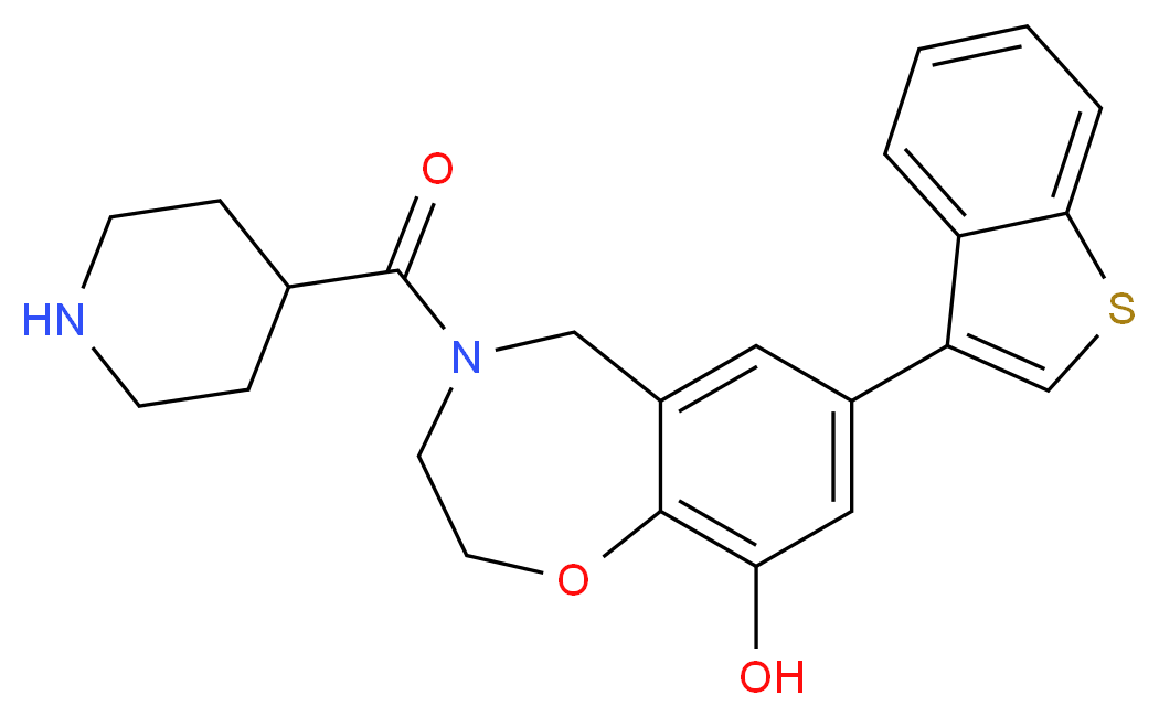 7-(1-benzothien-3-yl)-4-(piperidin-4-ylcarbonyl)-2,3,4,5-tetrahydro-1,4-benzoxazepin-9-ol_分子结构_CAS_)