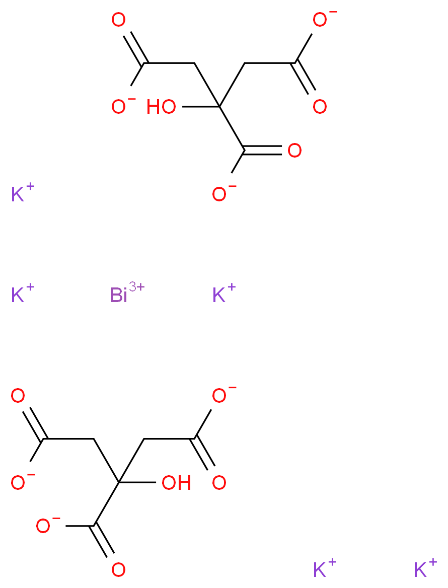 bismuth(3+) ion pentapotassium bis(2-hydroxypropane-1,2,3-tricarboxylate)_分子结构_CAS_880149-29-1