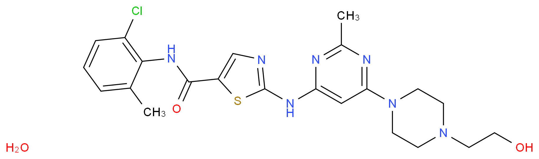 Dasatinib monohydrate_分子结构_CAS_863127-77-9)