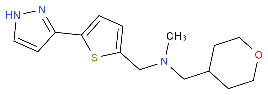 N-methyl-1-[5-(1H-pyrazol-3-yl)-2-thienyl]-N-(tetrahydro-2H-pyran-4-ylmethyl)methanamine_分子结构_CAS_)