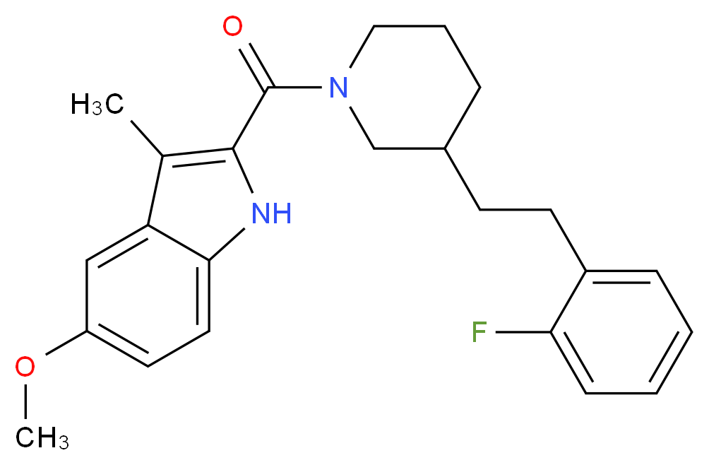2-({3-[2-(2-fluorophenyl)ethyl]-1-piperidinyl}carbonyl)-5-methoxy-3-methyl-1H-indole_分子结构_CAS_)