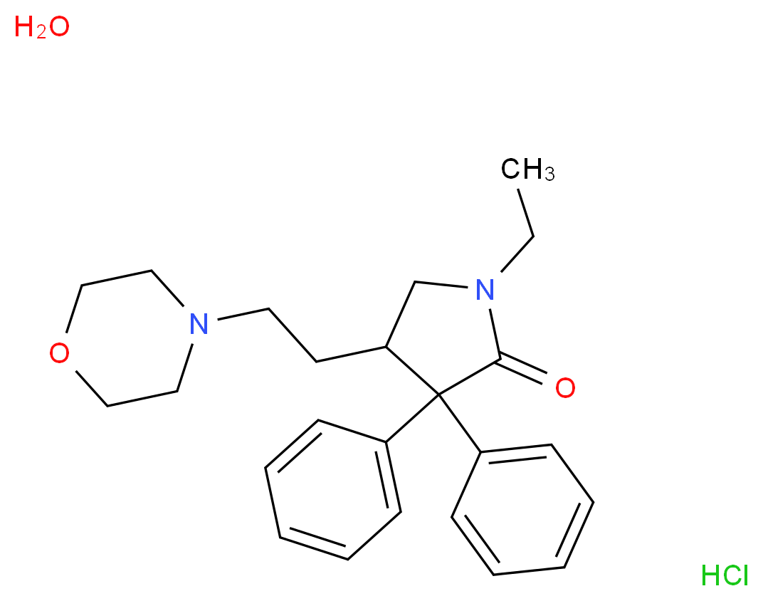 1-ethyl-4-[2-(morpholin-4-yl)ethyl]-3,3-diphenylpyrrolidin-2-one hydrate hydrochloride_分子结构_CAS_7081-53-0