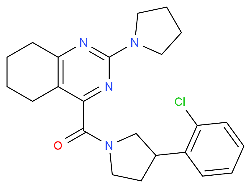 4-{[3-(2-chlorophenyl)-1-pyrrolidinyl]carbonyl}-2-(1-pyrrolidinyl)-5,6,7,8-tetrahydroquinazoline_分子结构_CAS_)