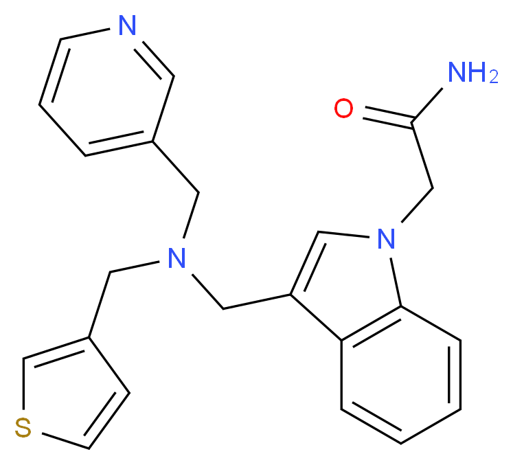 2-(3-{[(pyridin-3-ylmethyl)(3-thienylmethyl)amino]methyl}-1H-indol-1-yl)acetamide_分子结构_CAS_)