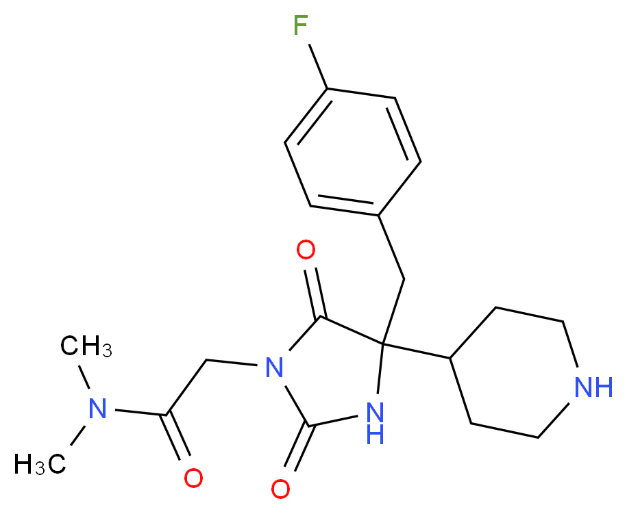 2-[4-(4-fluorobenzyl)-2,5-dioxo-4-piperidin-4-ylimidazolidin-1-yl]-N,N-dimethylacetamide_分子结构_CAS_)